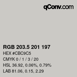 Color code: RGB 203.5 201 197 | qconv.com