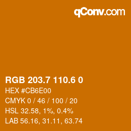 カラーコード: RGB 203.7 110.6 0 | qconv.com