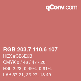カラーコード: RGB 203.7 110.6 107 | qconv.com
