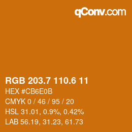 カラーコード: RGB 203.7 110.6 11 | qconv.com