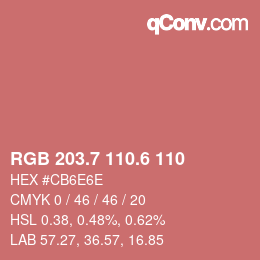 カラーコード: RGB 203.7 110.6 110 | qconv.com