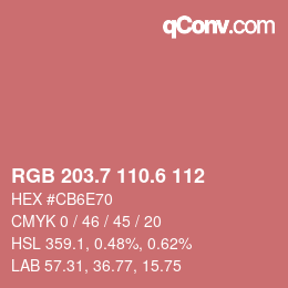 カラーコード: RGB 203.7 110.6 112 | qconv.com