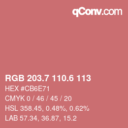 カラーコード: RGB 203.7 110.6 113 | qconv.com