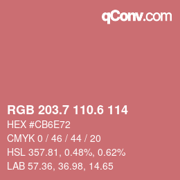 カラーコード: RGB 203.7 110.6 114 | qconv.com