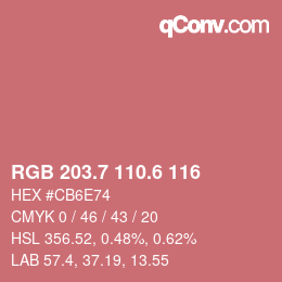 カラーコード: RGB 203.7 110.6 116 | qconv.com