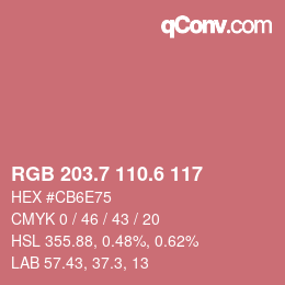 カラーコード: RGB 203.7 110.6 117 | qconv.com