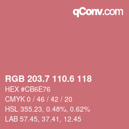 カラーコード: RGB 203.7 110.6 118 | qconv.com