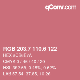 カラーコード: RGB 203.7 110.6 122 | qconv.com