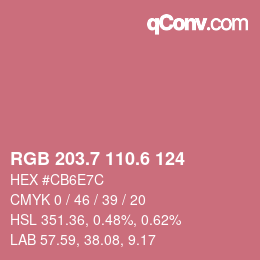カラーコード: RGB 203.7 110.6 124 | qconv.com