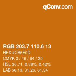 カラーコード: RGB 203.7 110.6 13 | qconv.com
