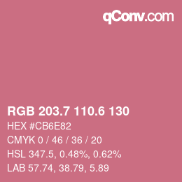 カラーコード: RGB 203.7 110.6 130 | qconv.com