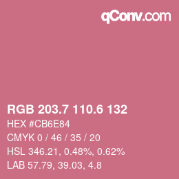 カラーコード: RGB 203.7 110.6 132 | qconv.com