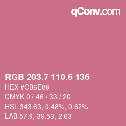 カラーコード: RGB 203.7 110.6 136 | qconv.com