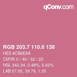 カラーコード: RGB 203.7 110.6 138 | qconv.com