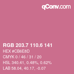 カラーコード: RGB 203.7 110.6 141 | qconv.com