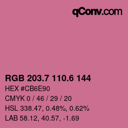 カラーコード: RGB 203.7 110.6 144 | qconv.com