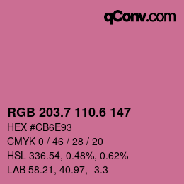 カラーコード: RGB 203.7 110.6 147 | qconv.com