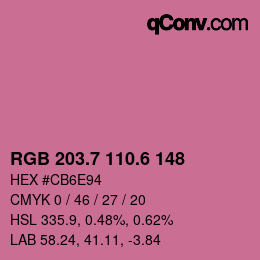 カラーコード: RGB 203.7 110.6 148 | qconv.com