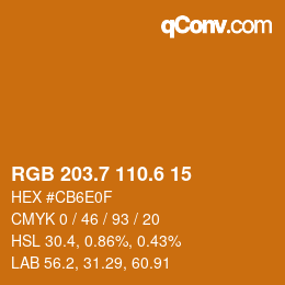 カラーコード: RGB 203.7 110.6 15 | qconv.com