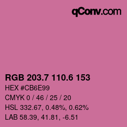 カラーコード: RGB 203.7 110.6 153 | qconv.com