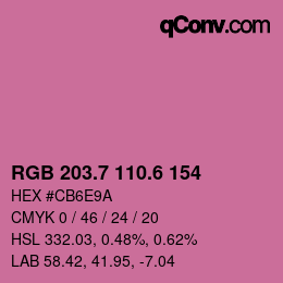 カラーコード: RGB 203.7 110.6 154 | qconv.com