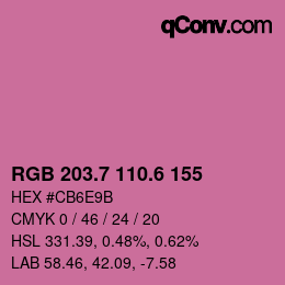 カラーコード: RGB 203.7 110.6 155 | qconv.com