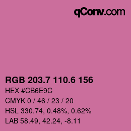 カラーコード: RGB 203.7 110.6 156 | qconv.com