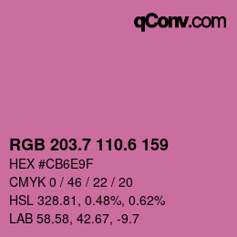カラーコード: RGB 203.7 110.6 159 | qconv.com