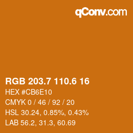 カラーコード: RGB 203.7 110.6 16 | qconv.com