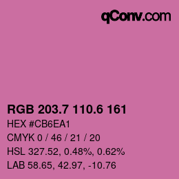 カラーコード: RGB 203.7 110.6 161 | qconv.com