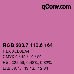 カラーコード: RGB 203.7 110.6 164 | qconv.com