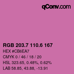 カラーコード: RGB 203.7 110.6 167 | qconv.com
