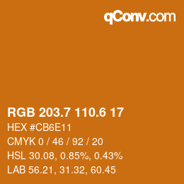 カラーコード: RGB 203.7 110.6 17 | qconv.com