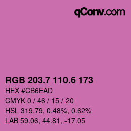 カラーコード: RGB 203.7 110.6 173 | qconv.com