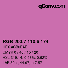 カラーコード: RGB 203.7 110.6 174 | qconv.com