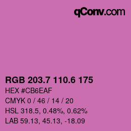 カラーコード: RGB 203.7 110.6 175 | qconv.com