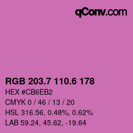 カラーコード: RGB 203.7 110.6 178 | qconv.com