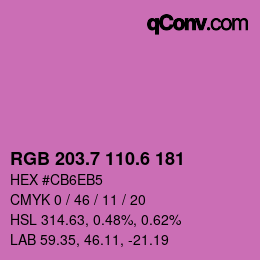 カラーコード: RGB 203.7 110.6 181 | qconv.com