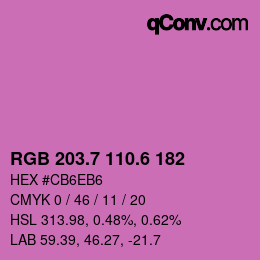 カラーコード: RGB 203.7 110.6 182 | qconv.com