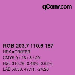 カラーコード: RGB 203.7 110.6 187 | qconv.com