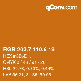 カラーコード: RGB 203.7 110.6 19 | qconv.com