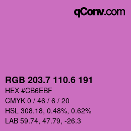カラーコード: RGB 203.7 110.6 191 | qconv.com