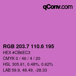 カラーコード: RGB 203.7 110.6 195 | qconv.com
