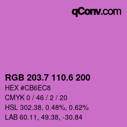 カラーコード: RGB 203.7 110.6 200 | qconv.com