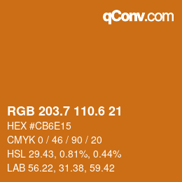 カラーコード: RGB 203.7 110.6 21 | qconv.com