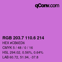 カラーコード: RGB 203.7 110.6 214 | qconv.com