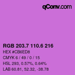 カラーコード: RGB 203.7 110.6 216 | qconv.com