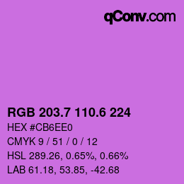 カラーコード: RGB 203.7 110.6 224 | qconv.com