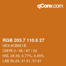 カラーコード: RGB 203.7 110.6 27 | qconv.com