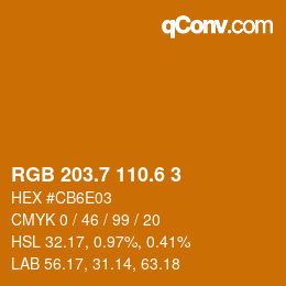 カラーコード: RGB 203.7 110.6 3 | qconv.com